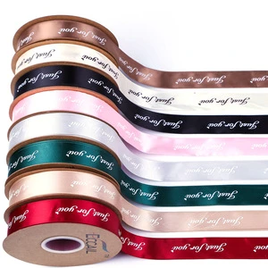 High Quality Colorful Wired Satin Ribbons Custom Printed Gold Stamping 1 Inch Personalized Gift Ribbon For Decoration