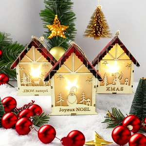 Hot Sale Christmas Wooden House Hanging Ornament for Festive Christmas Decorations