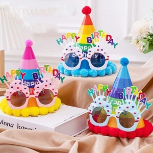 Festival Supplies Photo Props Colorful Funny Plastic Party Glasses and Hats for Birthday