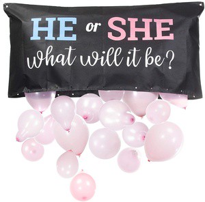 Gender Reveal Party Supplies Balloon Drop Bag with Pink and Blue Balloon for Boy or Girl Party Game Baby Shower Photo Backdrop