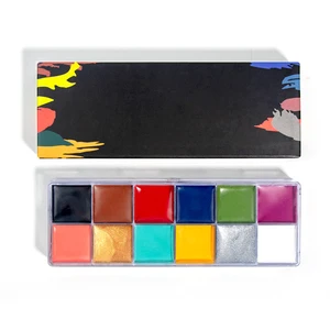 12 Colors Waterproof Oil-Based Cream Face Body Paint Palette Matte Shimmer Vibrant Customizable Logo for Halloween Cosplay Stage