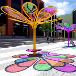Vincentaa Custom New Design Acrylic Flower Pavilion Sculpture Colorful Outdoor Park Art Installation