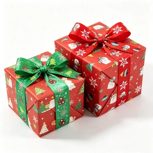 1 Inch Custom Printed Christmas Ribbon Factory Direct Sale for Xmas Gift Wrapping & Holiday Decoration