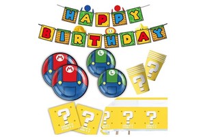 Super Themed Party Supplies Video GamePaper Plate Napkins Tablecloth Cup Knives Spoon Fork for Boy's Birthday Party Decorations