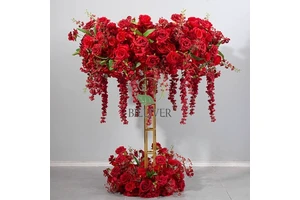 Hot Sale Red Wedding Table Decoration Ornaments Wedding Arrangement Flowers Decoration Wedding Artificial Flowers for Table