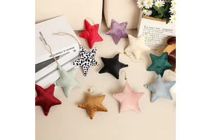 Premium Padded Velvet Star Xmas Hanging Ornaments Luxury Velvet Star Hanging Decor Plush Star Pendants For Christmas Gift
