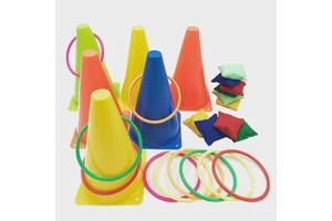 Plastic Cones Ring Toss Combo Set Outdoor Carnival Games for Kids Adults Birthday Party Throwing Backyard Lawn Game