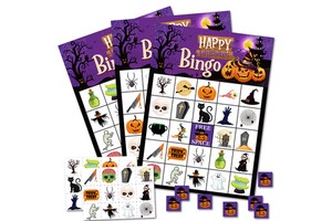 Halloween Theme Cardboard Printed Holiday Bingo Game Cards Party Supplies Set