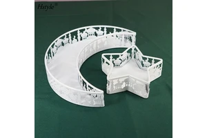 Eid Mubarak Moon Star Tray Ramadan Metal Platters Eid Party Supplies Ramadan Tray Set Party Serving Trays Food Container XJ0001