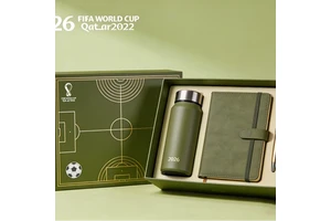 High Quality High-End Custom Logo Embossing Business Gift Rigid Lid And Base Box Set With Matching Gift Bag For Notebook Pen Cup