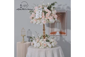 New Table Flower Arrangement Wedding Table Decoration With Flower Balls and Utensils Matching Simulation Flower Balls