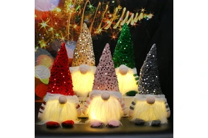 New High-end Lighted Dwarf Doll Rudolph Christmas Ornament Polyester Material Holiday Decoration Gift