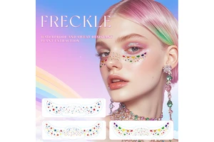 Hot Selling New Color Temporary Tattoo Stickers Freckle Rainbow Face Decals Stars Carnival Shining Facial Paper for Cross-Border