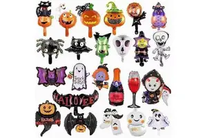 Wholesale Ghost Pumpkin Death Sickle Bat Skull Witch Helium Foil Halloween Balloons Party Decoration Supplies