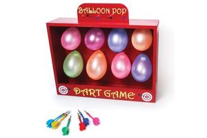 Custom Balloon Dart Carnival Game Wooden Box With 300 Balloons & 6 Colorful Darts & Adhesive Dots for Birthdays Events Parties
