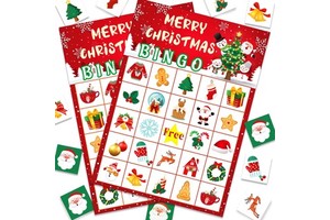 24pcs Eco-friendly Customizable Logo Christmas Party Games Favors Supplies Xmas Paper Bingo Game Cards for Kids Adult Game