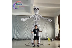 Halloween Night Parade Walking Costume Skull Man ,led Lighting Inflatable Skeleton Puppet Pumpkin Man For Sale