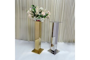 Tall Column Flower Stand Gold Silver Table Centerpiece Wedding Tall Vase Wedding Home Table Centerpiece Decoration