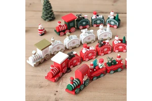 Xmas Ornaments 24CM Wooden Christmas Train Christmas Decorations for Home Xmas Navidad Noel Gifts Christmas Ornament New Year