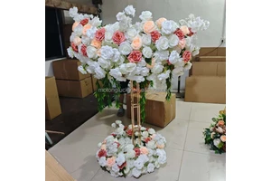 OEM/ODM Wedding Table Centerpieces Decor Flower Ball Flower Garland White Red Coral Flower Arrangement Centerpieces