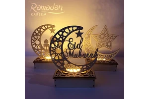 EID Mubarak Wooden Pendant Ramadan Decoration EID Gifts Islamic Muslim Party Decor Home Festival Party Supplies