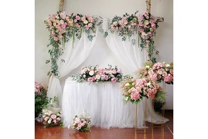 J-169 Wedding Decoration Set Pink Floral Swag Flower Row Rose Table Runner Wedding Table Flower for Centerpieces