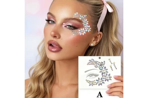 Sexy Fashionable Face Gem Rhinestone Stickers Digital Printing Self-Adhesive Temporary Tattoos For Face Body Art