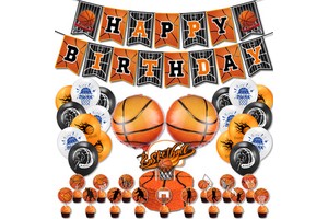 Basketball Party Supplies Disposable Banner Balloon Topper for Sports Theme Children Baby Shower Party Decoration Boy's Birthday