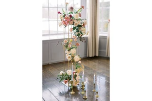 Tall Flower Stand Centerpiece Rectangle Gold Wedding Table Centerpiece Metal Flower Stand for Wedding Decoration
