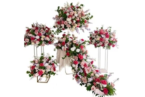 Wedding Modern Silk Artificial Floral Arrangement Set Luxury Roses Greens Party Reception Table Centerpiece Home Event