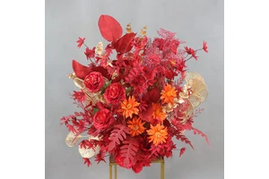 Modern Red Gold Chinese Wedding Floral Artificial Flower Arrangement Elegant Wedding Centerpieces Table Decorations Stage