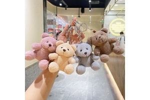 11cm Cute Cartoon Bear Plush Keychain Pendant Toy Soft Animal Doll Keychain Kawaii Bear Stuffed Toys Children Kids Bag Pendant