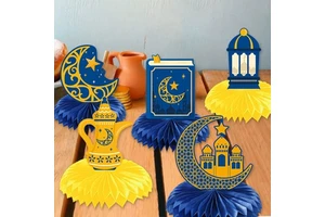 Islamic Festival Party Supplies 9pcs Honeycomb Decor Balls for Ramadan and Eid Mubarak Home Table Decoration Easy to Assemble