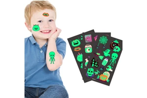 Custom Halloween Kids Face Hand Cartoon Fake Luminous Glow in the Dark Temporary Tattoo Sticker Non-Toxic Printing for Party Use