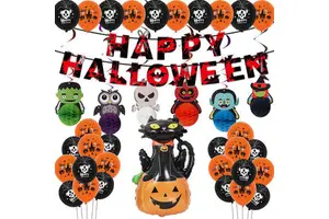 Nice Halloween Decorations Supplies Scarlet Letter Pull Flag Banners Printing Aluminum Foil Balloon Set Event Party Supplies