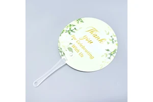 Custom Wedding Round Plastic Hand Fan Transparent PVC Hand Held Fans Advertising PP Fans For Guest Promotion Gift