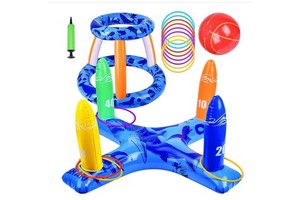 Family Fun Inflatable Ring Toss Kit Thick Bright Color Interactive Play for Parent Child Bonding Party Favors Pool Game