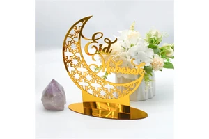 Ramadan Gold Moon Star Lantern Acrylic Table Ornament Eid Mubarak Ramadan Kareem Decorations Islamic Muslim Party Home Supplies