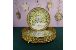 Nice 2022 Custom Ramadan Eid Food Serving Tray Muslim Ramadan Tray Matel Tray Ramadan Decoration Supplies