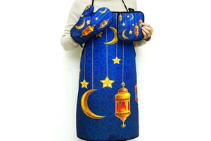 Ramadan Gift Sets Muslim Islamic Kareem Cooking Baking Ramadan Apron Eid Mubarak Kitchen Apron Sets for Ramadan Decorations