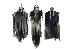 3 Pack Hanging Halloween Skeleton Ghosts Decorations Grim Reapers for Best Halloween Outdoor Decorations