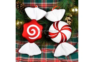 Red and White PVC Foil Balloons Christmas Xmas Candy-Shaped Arch Set for Party and Home Decorations