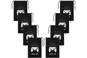 LEMON 24 Pack LEVEL up Video Game Party Supplies Gaming Party Bags Drawstring Bags Decorations for Kids Birthday Party Supplies