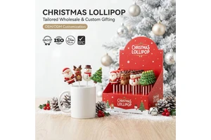 Assorted Christmas Lollipop With Reindeer Gift Box 8pcs Individually Wrapped Holiday Hard Candy Sweets For Retail