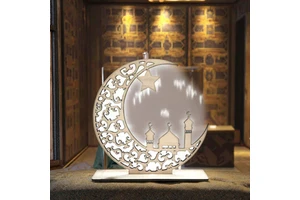 Islamic Muslim Party Supplies Wooden Muslim Eid Festival Moon Decoration Ornaments Eid Ramadan Decoration