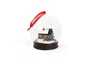 Custom Resin Figure Christmas Tree Model Glass Acrylic Globe Ornament Water Snow Globe With Light For Holiday Decorations Gift
