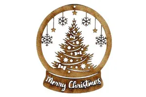 Custom Wood Christmas Tree Ornaments Snow Globe Hanging Pendant Craft Supplies Navidad Party Decoration Christmas Tree Ornaments