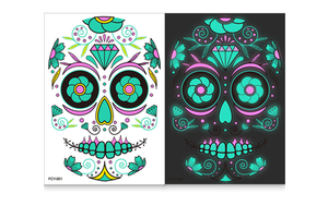New Arrival Glowing Skeleton Tattoo Face Sticker Halloween Luminous Glow-in-the-Dark Party Carnival Easter Holiday Decorations