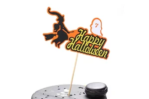 Halloween Party Decoration Supplies Bat Pumpkin Cake Topper Paper Baking Decorations for Ghost Pumpkin Themed Party Supplies