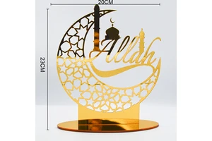 Eid Mubarak Gold Acrylic Ornament Hollow Out Moon Ramadan Kareem Eid Party Decoration Muslim Islamic Festival Home Supplies